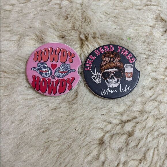 Simply Southern Pink and Black Car Coasters - Picture 1 of 2
